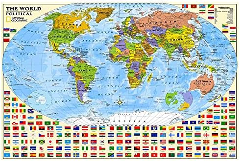 PAYOHTO Political World Map Jigsaw Puzzle 1000 Pieces for Adults Kids or Teens with 197 Countries International World Flags Puzzle Educational Toy