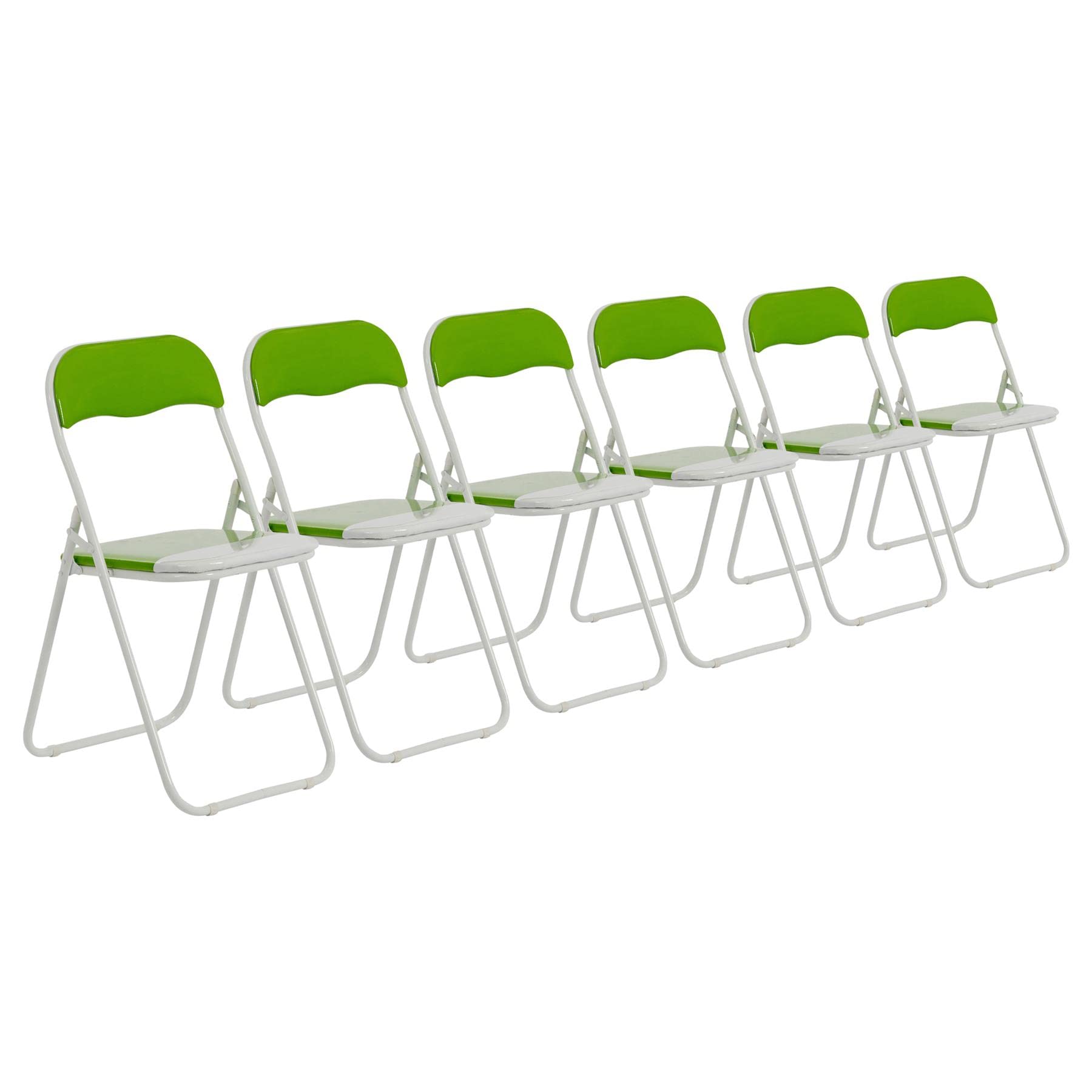 Harbour Housewares Padded Folding Chairs - Green - Pack of 6 - Easy Store Metal Frame Foldable Desk Chair for Office, Dining, Kitchen