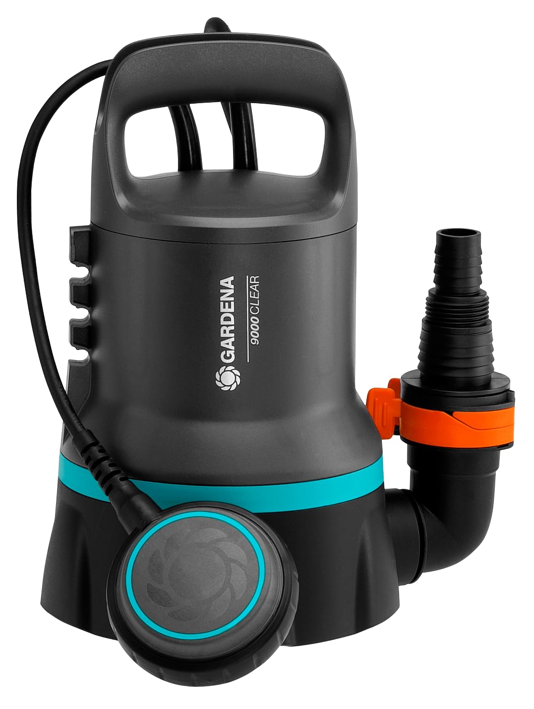Gardena Klarwasser-Tauchpumpe 9000: Klarwasserpumpe mit 9.000 l/h Fördermenge, Schwimmschalter mit Dauerlaufoption, Flachabsaugung bis 2 mm, Schnellkupplungssystem, 300 W (09030-20)