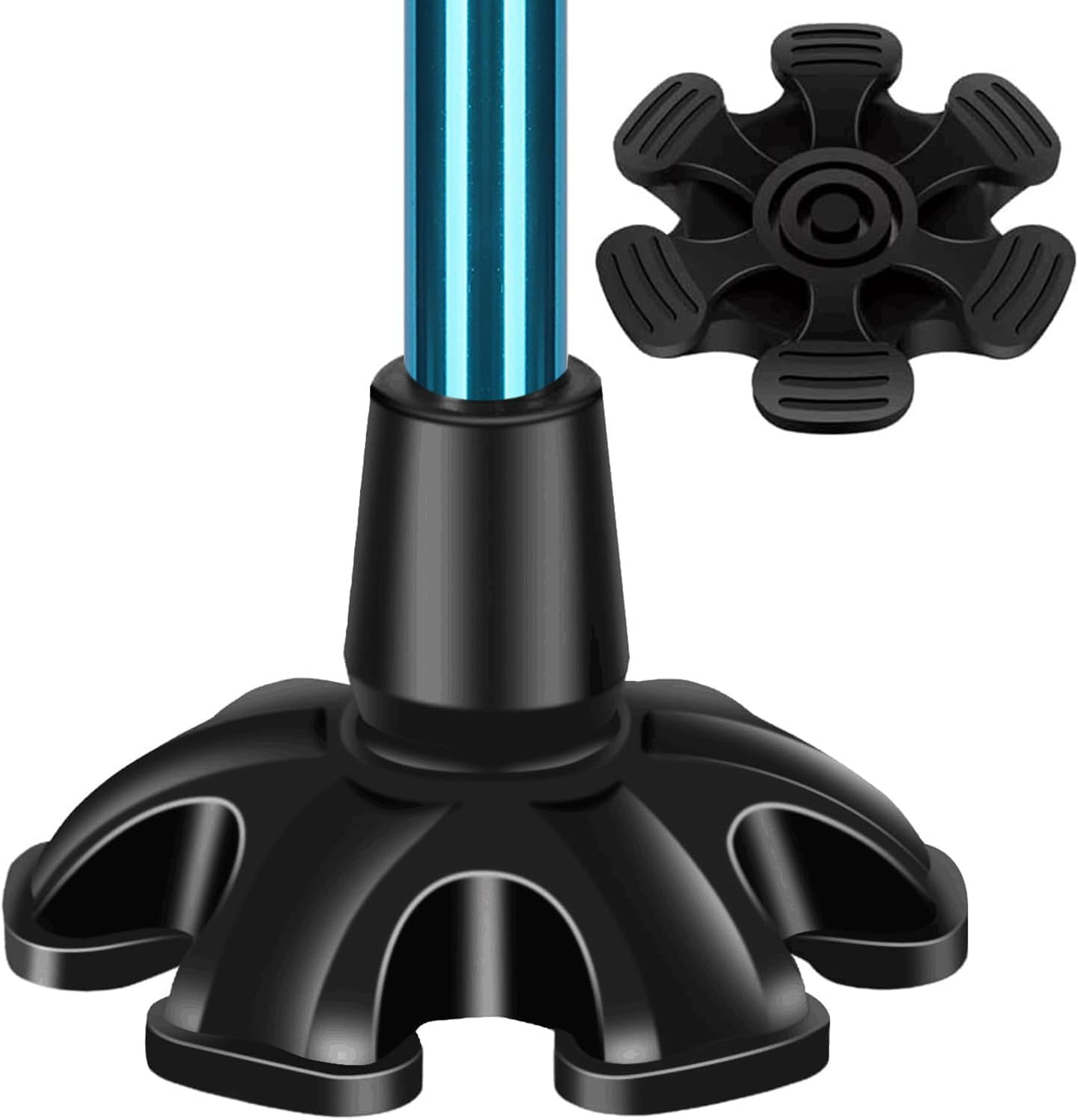 supregear Puntali in Gomma da 19 mm, Puntale Autoportante Gommini per Stampelle, Antiscivolo Base Larga con 6 Gambe per Bastoni da Passeggio