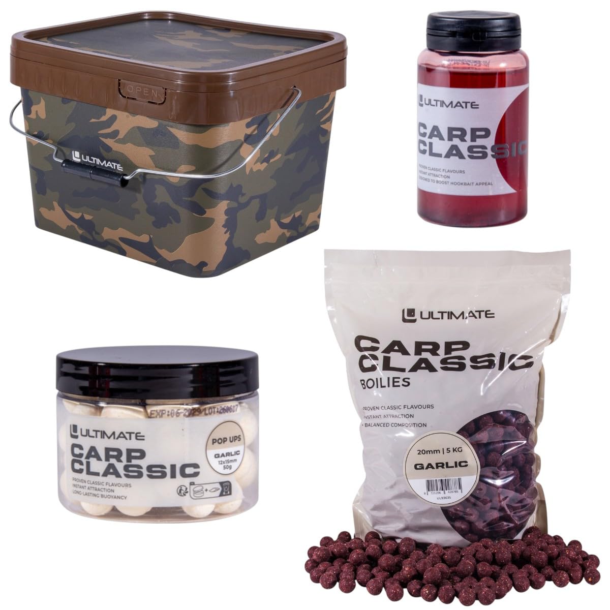 Ultimate Bucket Deal Carp Classic Garlic (inkl. 5kg Boilies) - Karpfenset