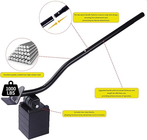 Miniatura 3 de Movers de muebles resistentes con ruedas, 5 ruedas para muebles, movedores de muebles, deslizadores de muebles con clasificación de 360, capacidad