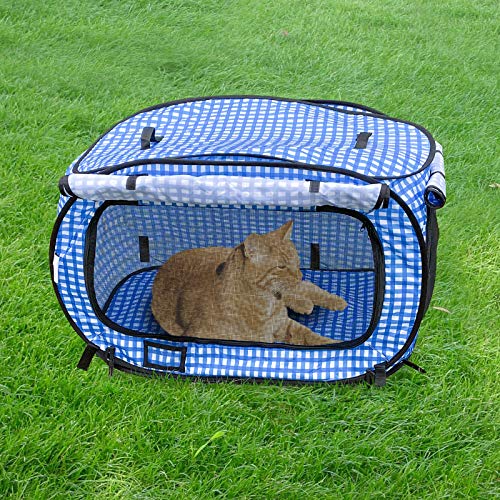 confote Indoor Outdoor Crate Pets, Collapsible Portable Cat Cage Kennel Large Blue 24\"x16\"x15\" Portable Kennel Carrier and Feeding Kit Collection - Thumbnail 3