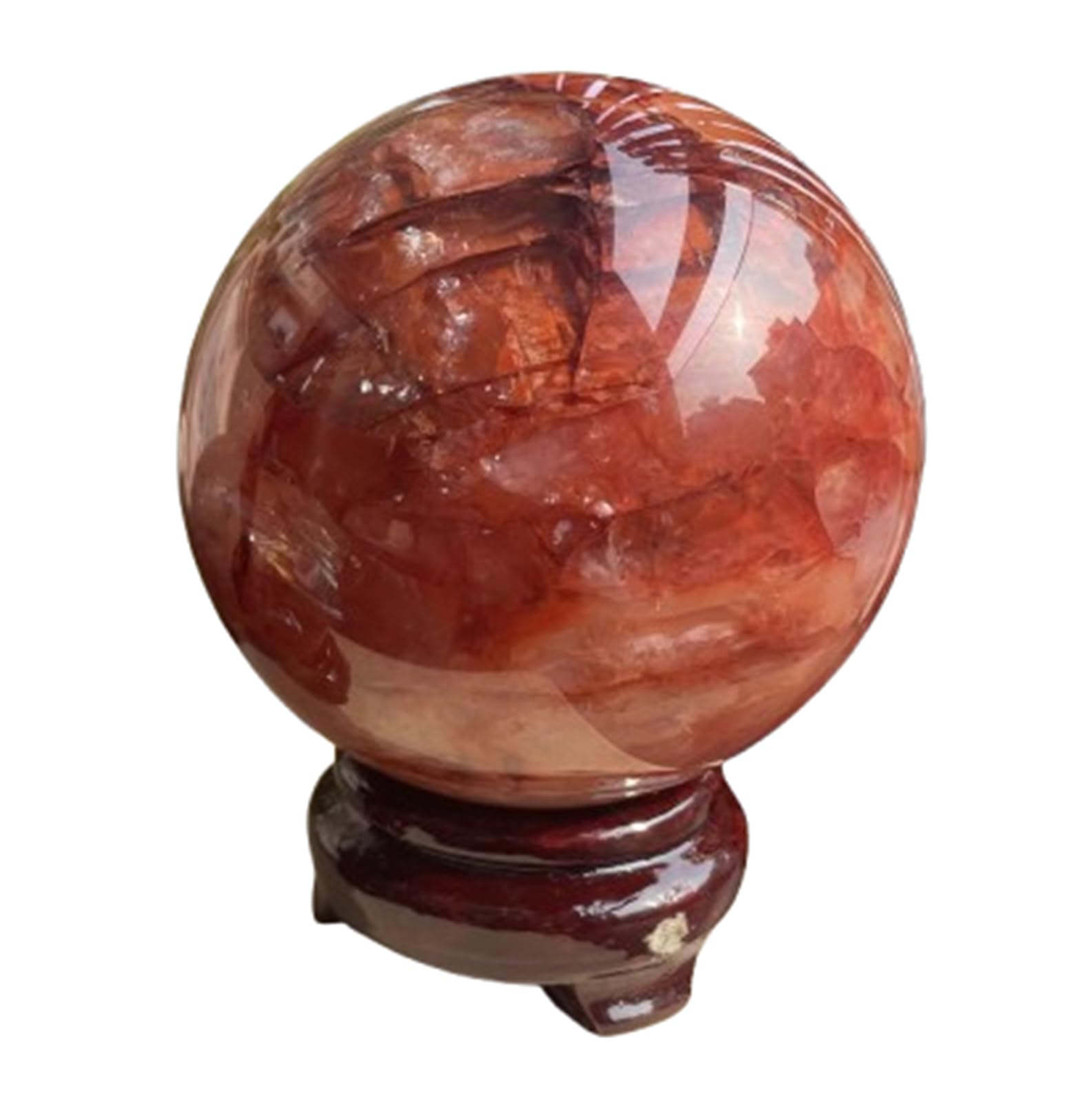 AUOQKQUT Red Gum Flower Crystal Ball Quartz Sphere Balls for Witchcraft and Decorative,Crystals and Stones Beginners Gift,5~6cm