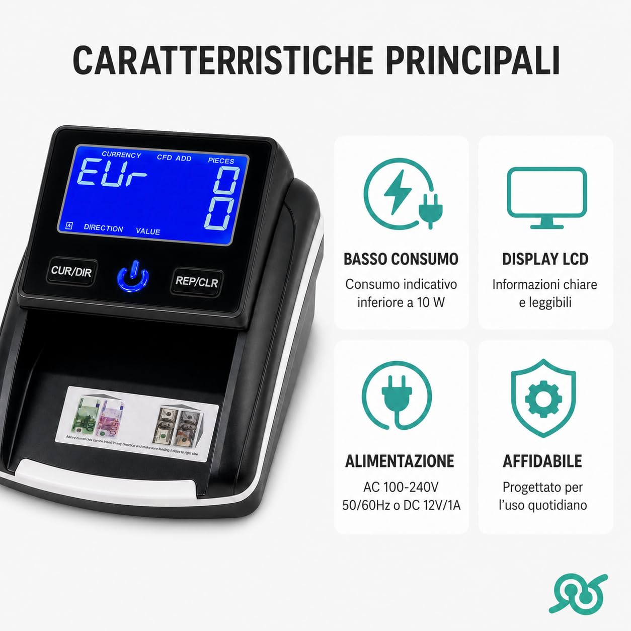 TEMPO DI SALDI Rilevatore E Contatore Di Banconote False Professionale Portatile Aggiornabile