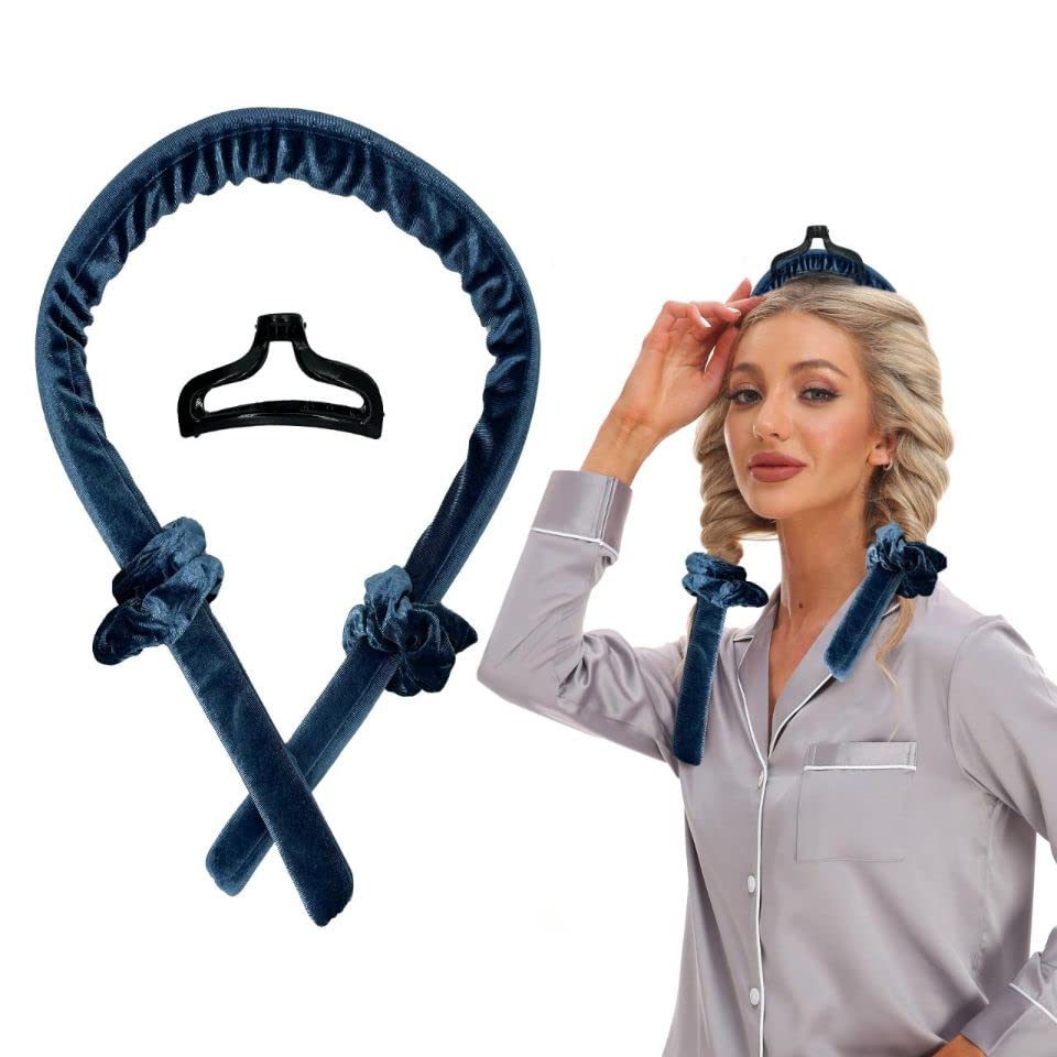 Diadema de barra rizadora sin calor, rizadores de cabello largo de seda con los que puedes dormir durante la noche, rodillos de goma suave, cinta
