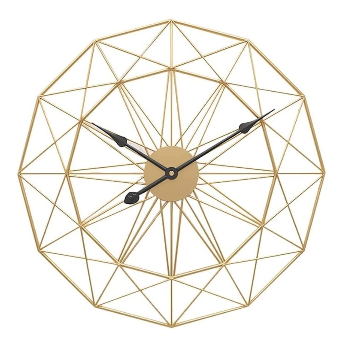 HDICUHNANU Hanging Clock Decor Wall Clocks For Living Room 3D Handmade Hanging Silent Non-ticking Creative Quartz Non Ticking Wall Clock(Golden,60cm)