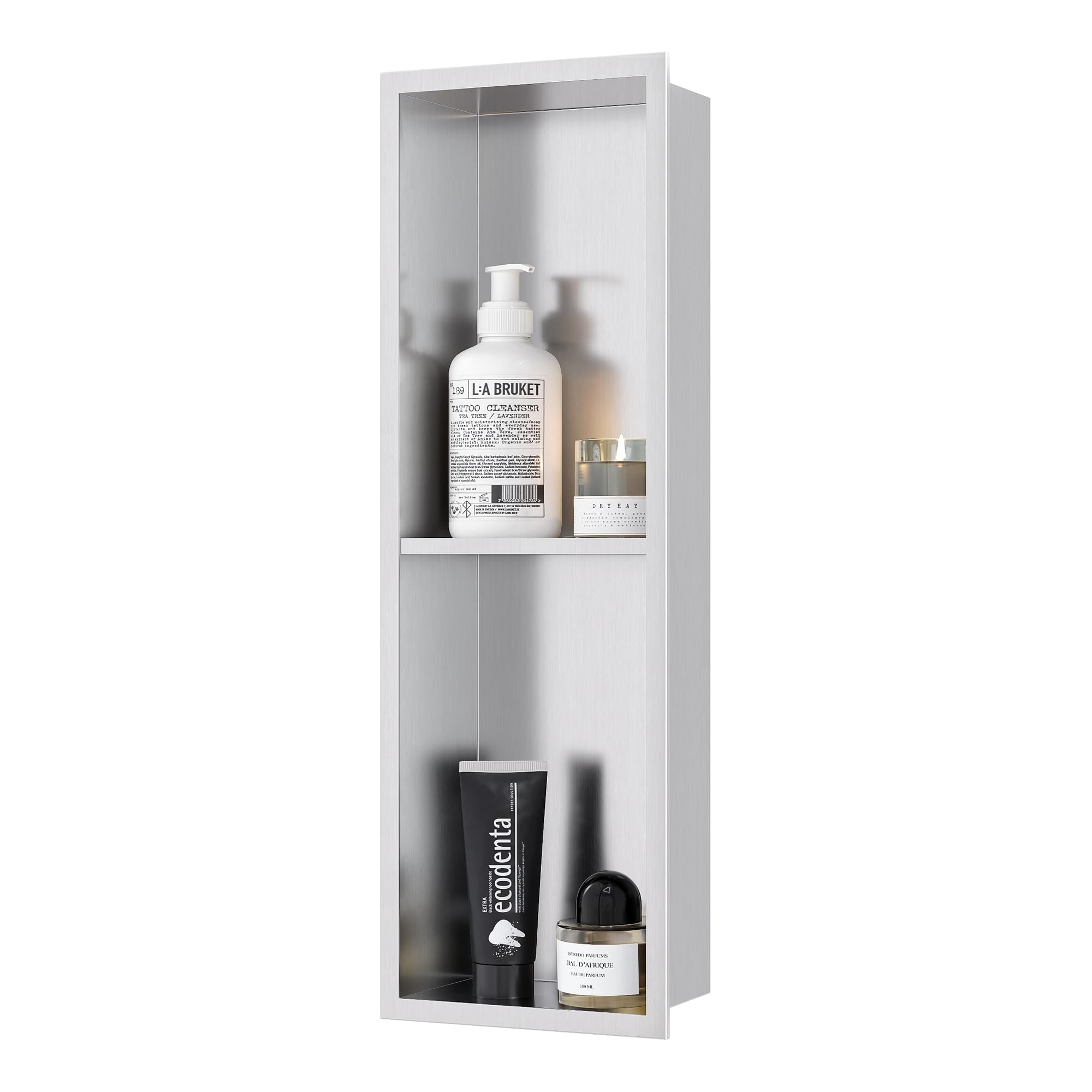 Neodrain Stainless Steel Shower Niche Wall Insert Recessed Double Shelf Shower Storage for Bathroom 60 x 20 x 10 cm