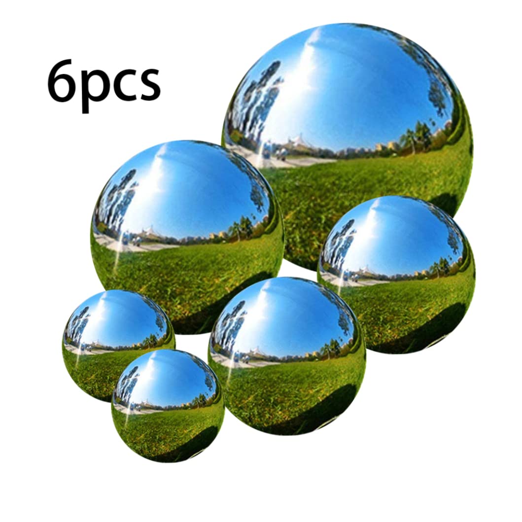 Statues de Jardin, baule à Regard en Acier Inoxydable Miroir de Globe en Acier Inoxydable Miroir polir Boule de Jardin réfléchissant 6 pcs Style 1, Boule Creux
