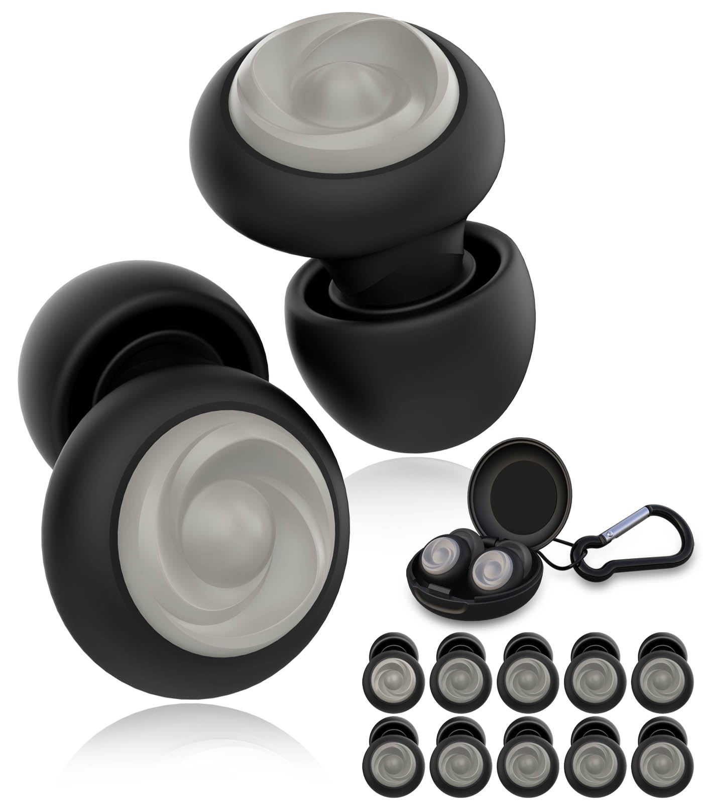 5 Pairs Ear Plugs for Sleeping Noise Reduction,Beinkap Reusable Earplugs Hearing Protection for Focus, Noise Sensitivity,Study,Work,Snoring,Motorcycle,Concert,Airplanes,24dB-33dB?Black?