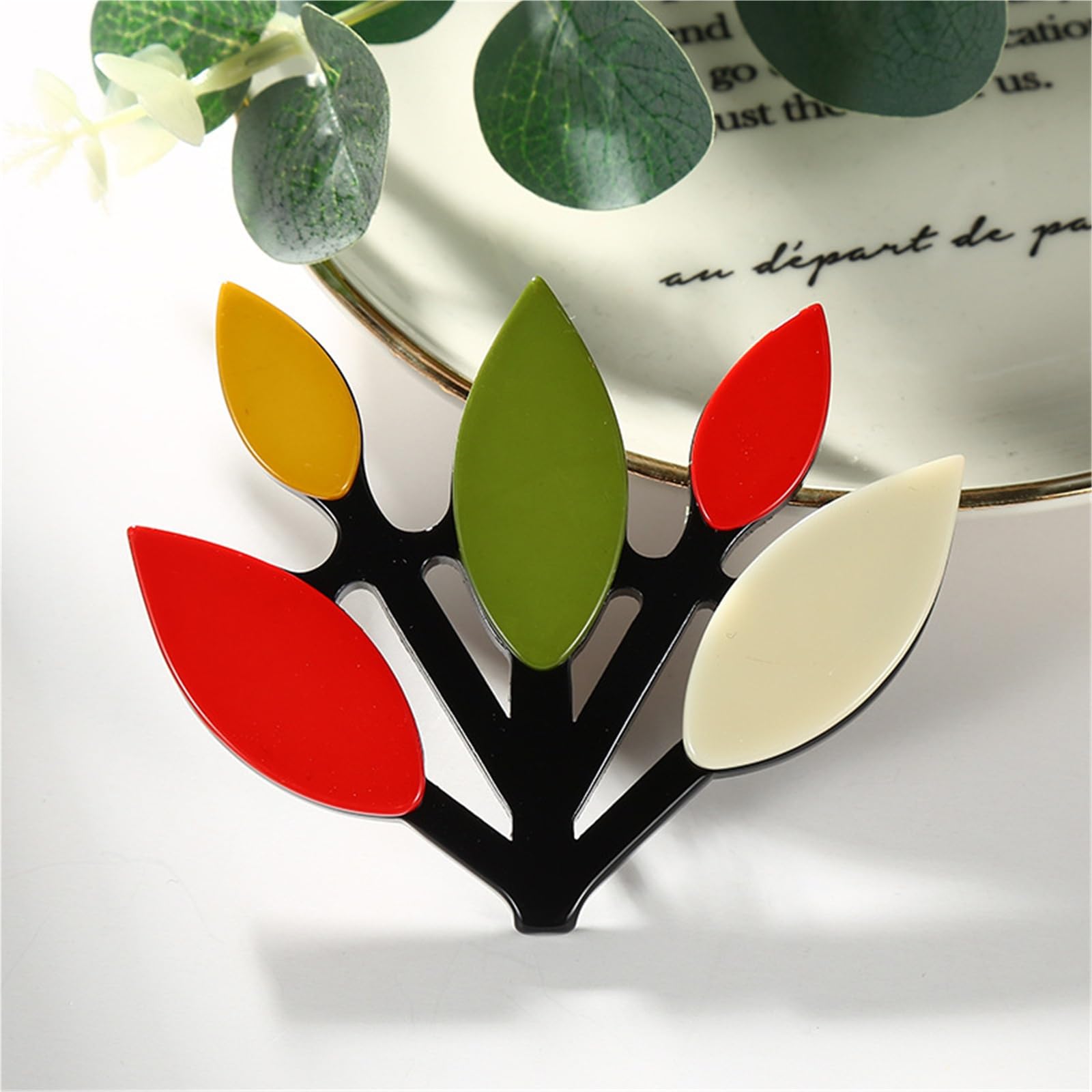 Bunte Zweig-Brosche – hochwertige Acryl-Ansteckblume für Damen, einzigartiges Blumen-Design-Accessoire
