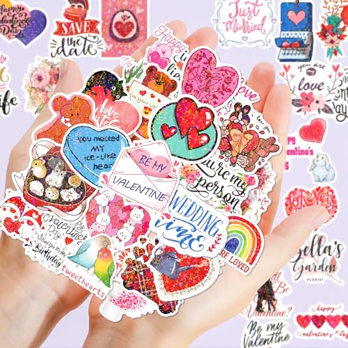 Image of 100Pcs Holographic Valentines Stickers, Heart Valentine's Stickers Bulk for Valentines Day Gifts for Classroom School Exchange,Thickened Backing Vinyl Decals, Party Favors