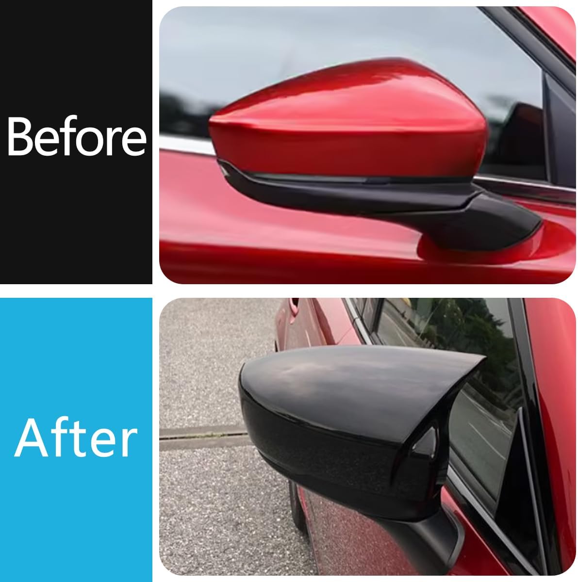 Car Accessories Exterior Car Door Side Rearview Mirror Ox Horn Caps Cover Trim Compatible With Mazda CX-30 CX30 2020-2024 2025 2026 (Glossy Black) 2PCS ABS