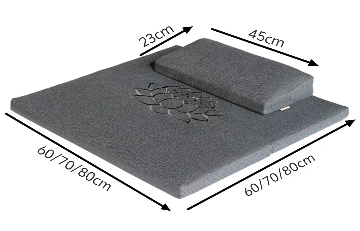 Grand Coussin De Méditation, Tapis De Méditation Carré Fabriqué à La Main, Coussin De Sol Pliable Portable, Coussins De Yoga En Fibre De Chanvre Naturel Pour(Size:80x80cm(31x31inch),Color:gris)
