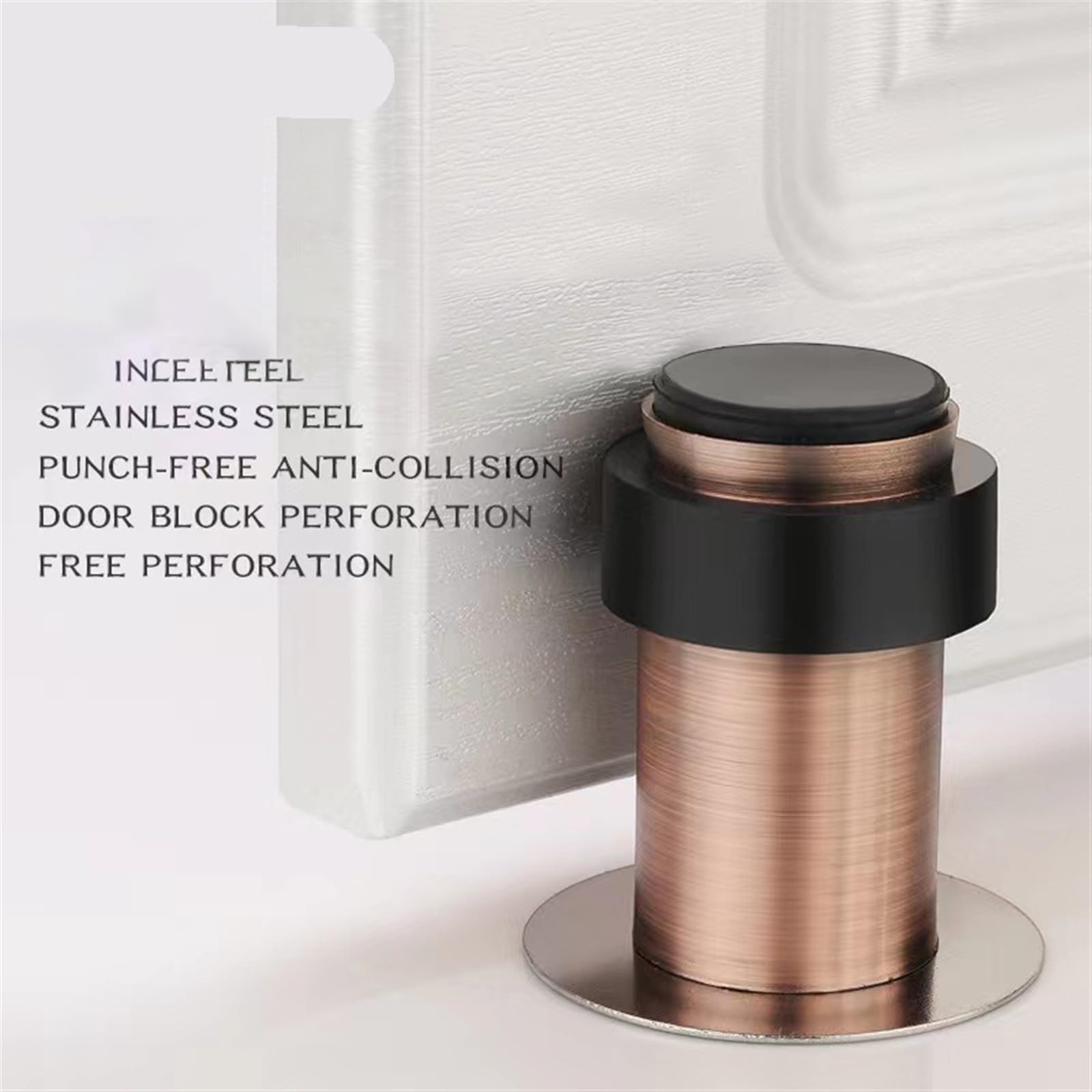 Tope de puerta de goma, almohadilla protectora de puerta de acero inoxidable, protector de pared, soporte de puerta, topes de puerta, herrajes, 1 pieza(A 80MM)