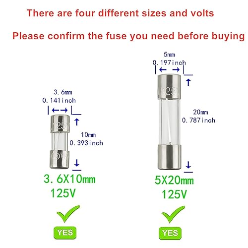 Miniatura 6 de BOJACK Fusibles de luz de Navidad de 0.197x0.787 in 125V 3A 5A 7A Fusible de vidrio de soplado rápido 3.6X10mm Mini fusible 125V 2.5A 3A 5A amp