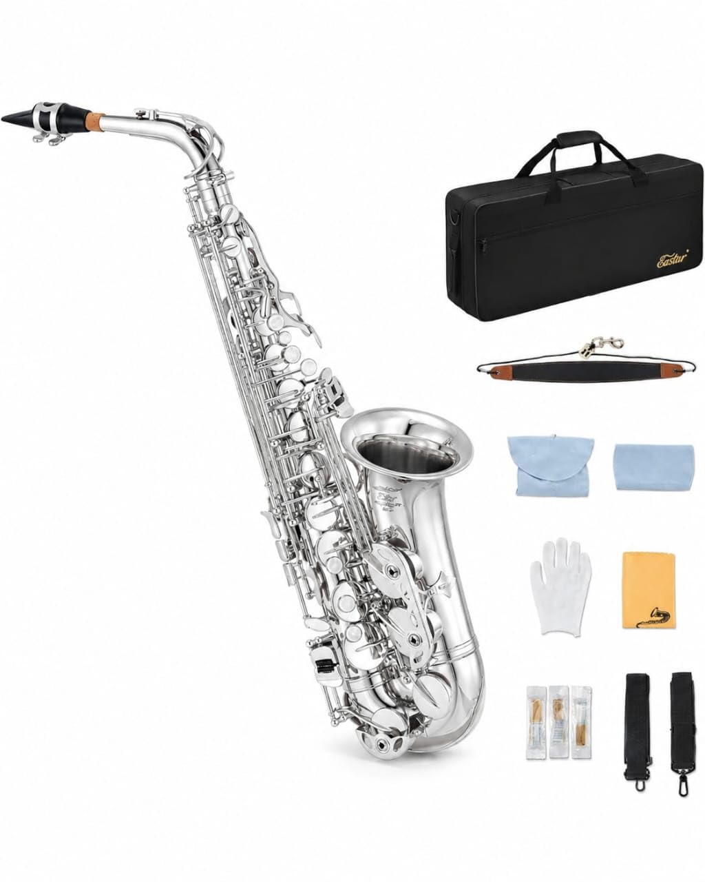 Generic Alto E♭ Saxophone Starter Set, Silver - Image 1