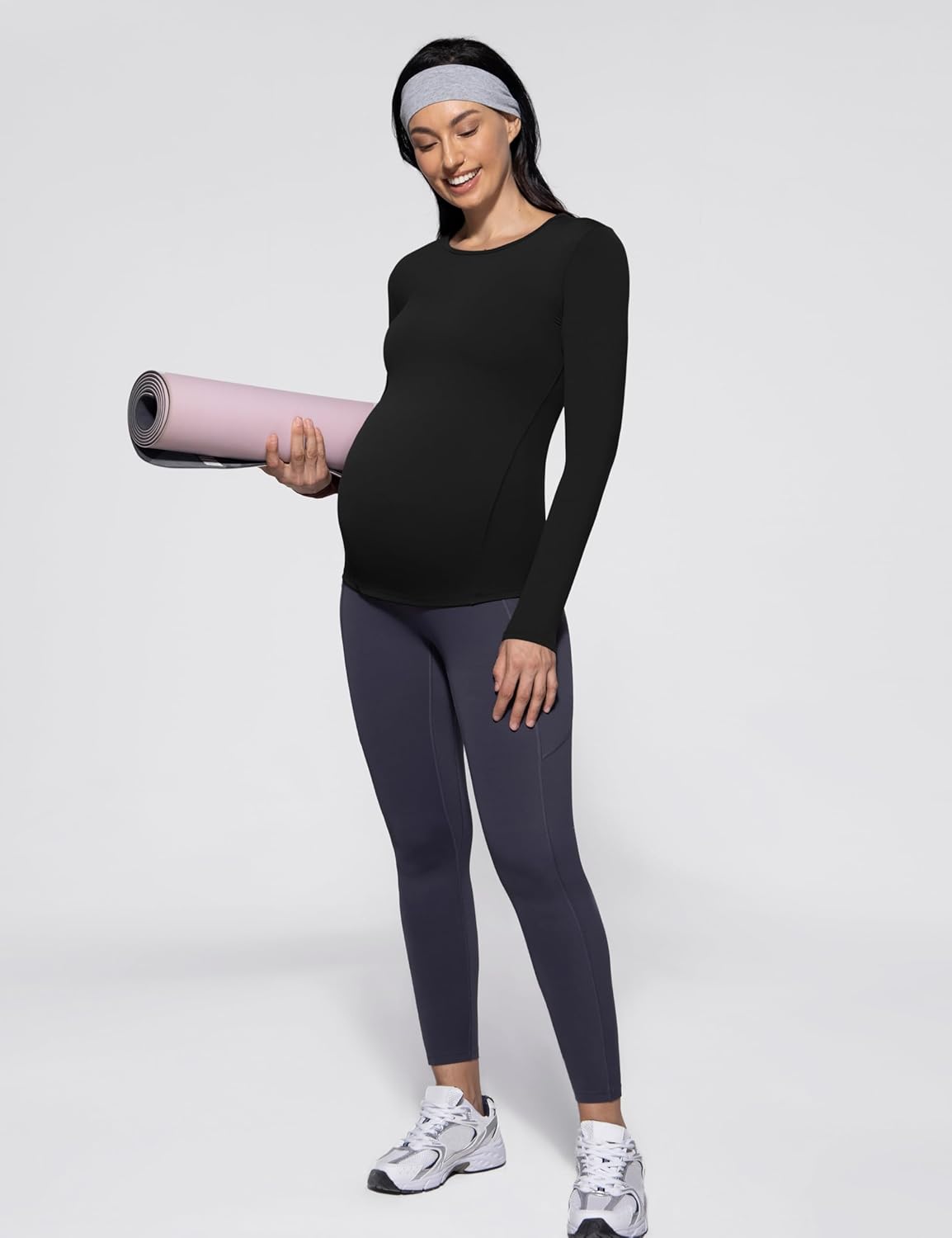 POSHDIVAH Women's Maternity Long Sleeve T Shirts Scoop Neck Pregnancy Tee Top Mama Clothes - Image 4