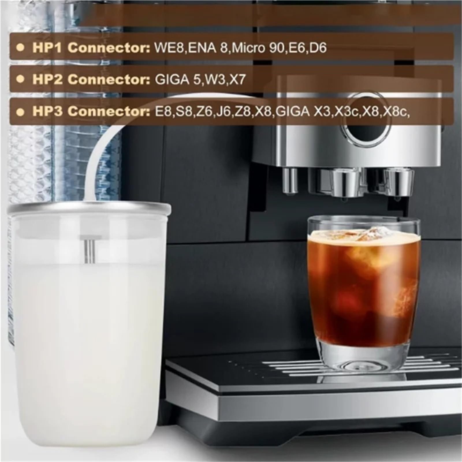 Pot À Lait En Verre Mousseur À Lait HP3/1/2, Compatible Avec JURA,ENA8 Z6 X3 X7, Remplacement De Carafe À Lait for Machine À Café