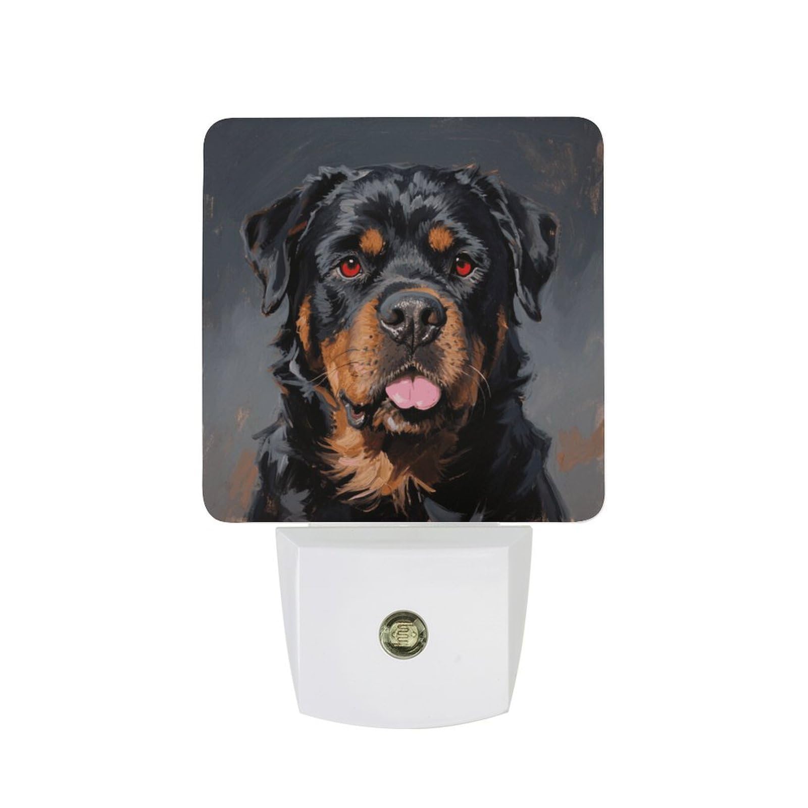 FodPand Night Light Plug Into Wall with Dusk to Dawn Sensor 0.5w Modern LED Cool Rottweiler Dog Plug in Night Lamp Warm White Glow Nightlight for Bedroom Hallway Kitchen Bathroom Stairs Corridor