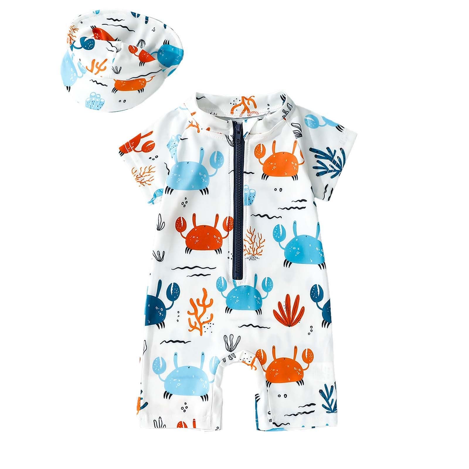 Generisch Categoría de producto Bañador para niños pequeños con sombrero de protección de cuerpo entero