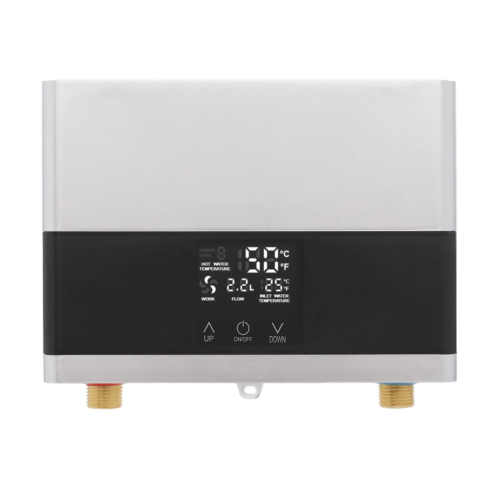 Elektronischer Durchlauferhitzer 6000W: Fernbedienung, 30-50°C Präzisionsregelung + IPX4 - Kompakt für Mietküchen & Gästeduschen, 220V (Silber)