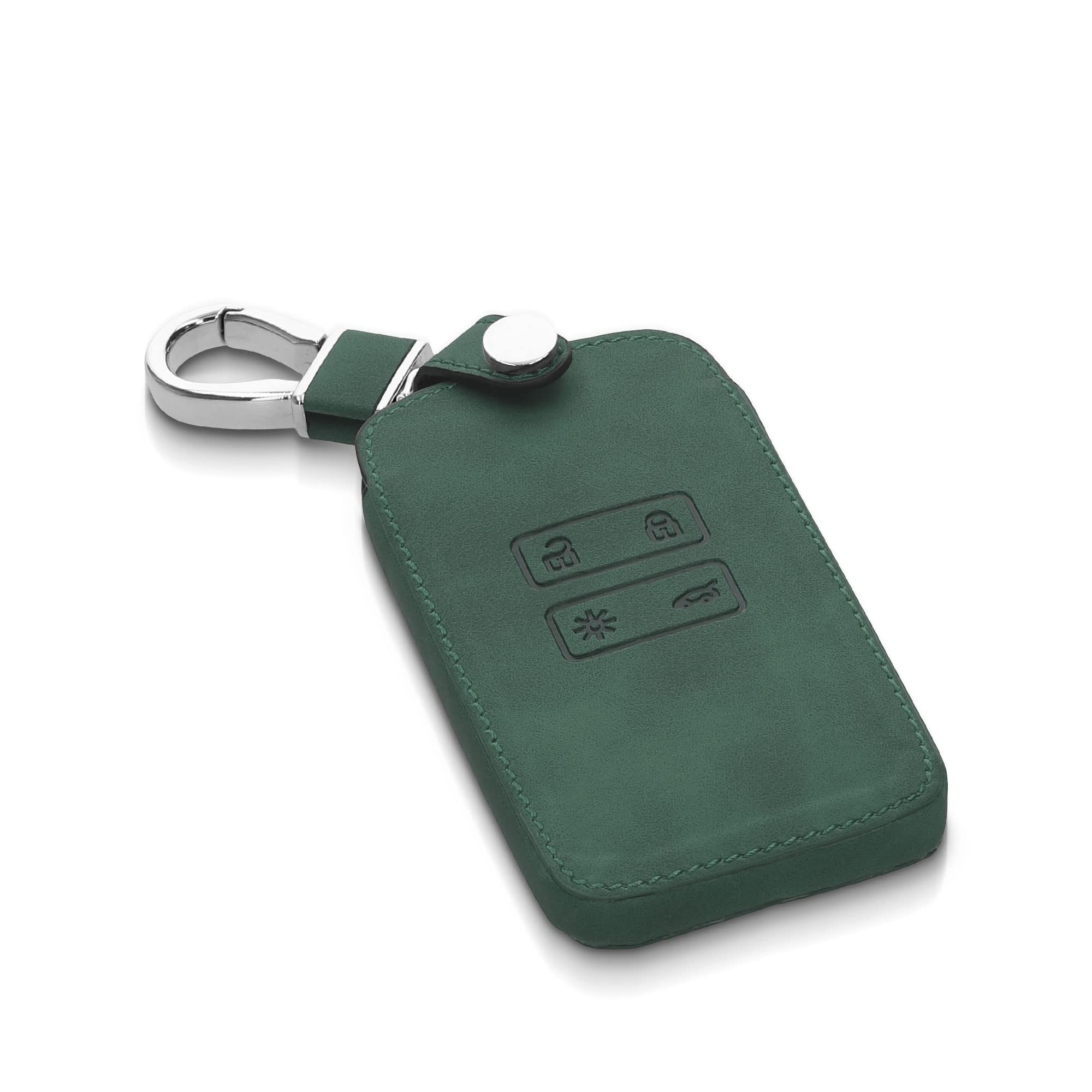 kwmobile Akcesoria do kluczyka samochodowego kompatybilne z Renault Smart Key 4-Button (tylko klawisze Keyless Go) - Etui na kluczyki samochodowe z nubuku - ciemnozielony