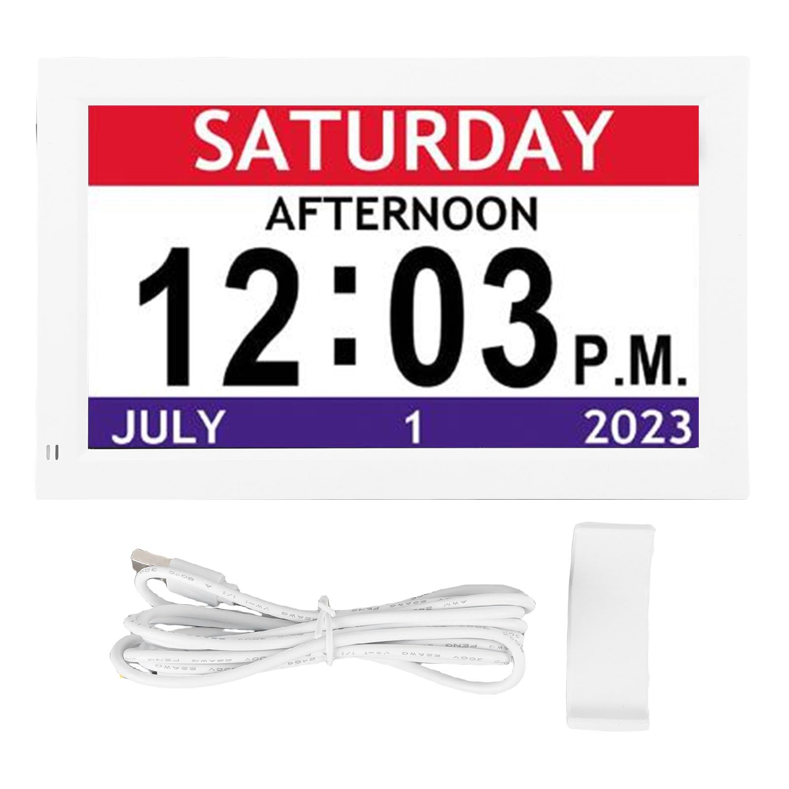 Gran Exhibición de 7 Pulgadas Reloj Digital con Fecha, Día y 12 Alarmas Personalizadas - Reloj de Calendario de Atenuación Automática para Personas Mayores, Demencia, Sala de