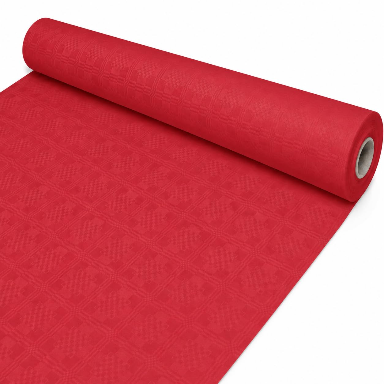 Nappe de fête rouge 1m x 50m en rouleau de nappe jetable damassée