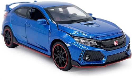 2017 Civic Type R Model Car Hatchback Deportes Diecast Toy Cars Escala 1/32 Metal Pull Back Niños Vehículos fundidos a presión, Puertas Abiertas Luz