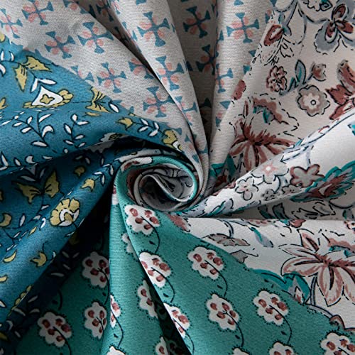 Floral Duvet Cover King, Cotton 3 Pcs Country Style Floral Botanical Patchwork Vintage Flower Bedding Set, Patchwork Vintage Flower Duvet Cover With Zipper Ties, Quality Soft Comfortable Breathable #TOP6