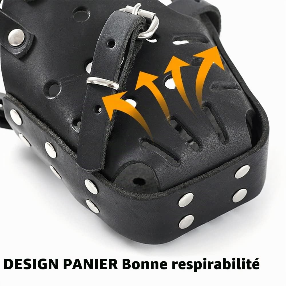 DONGKER Muselière pour Chien,Muselière en Cuir pour Chien,Réglable pour Moyen Grand pour Éviter D'arrêter de Mordre,D'aboyer et EE Mâcher