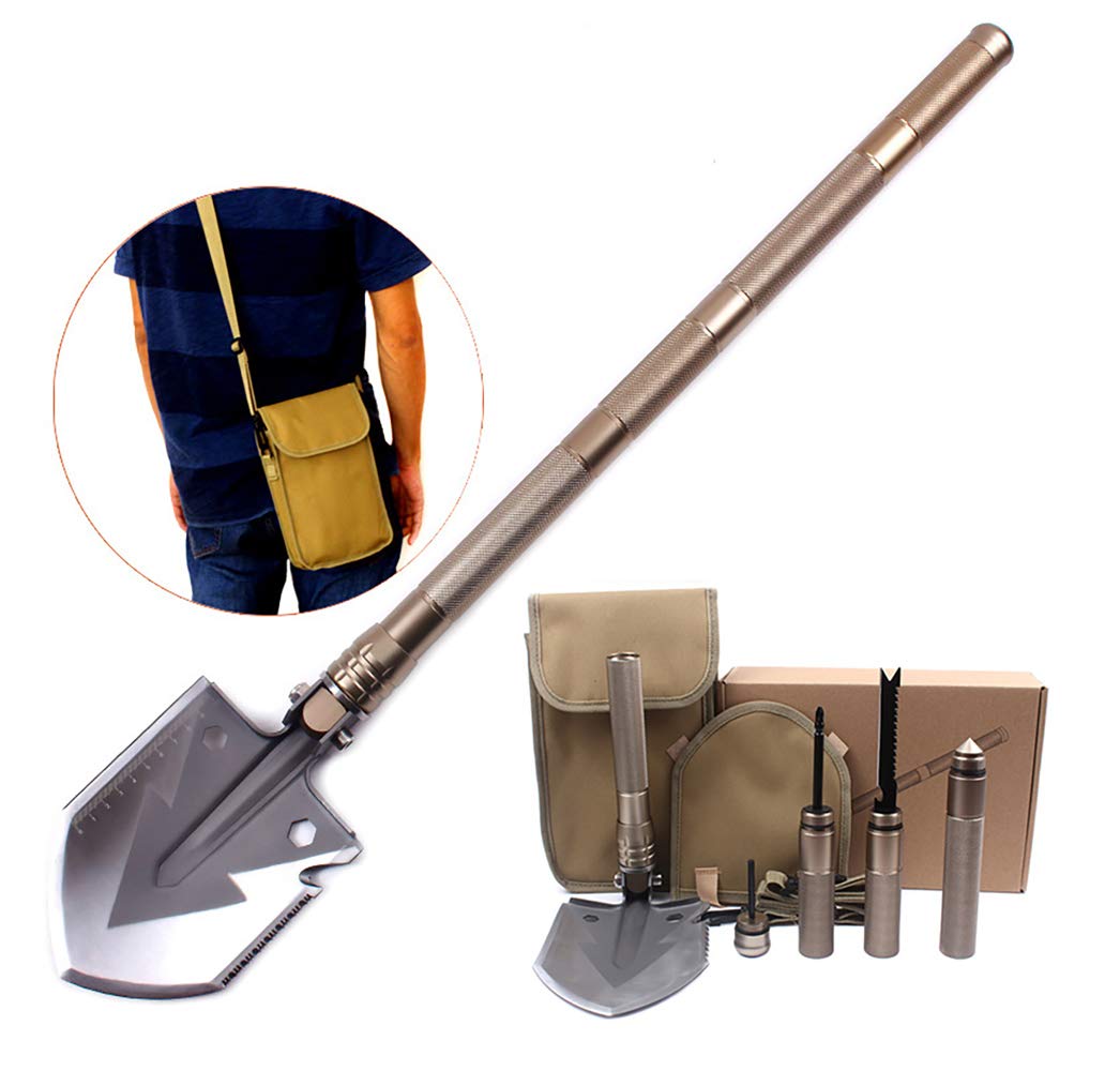 ITTA Outdoor Military Folding Shovel - Tactical Entrenching Tool with Case for Camping Backpacking Hiking Car Snow - Portable, Multifunctional, Compact, Heavy Duty Survival Emergency Kit