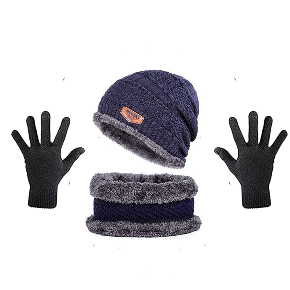 UGLS Winter Knit Beanie Cap Hat Neck Warmer Scarf and Skull Cap for Men Women/Winter Cap for Men