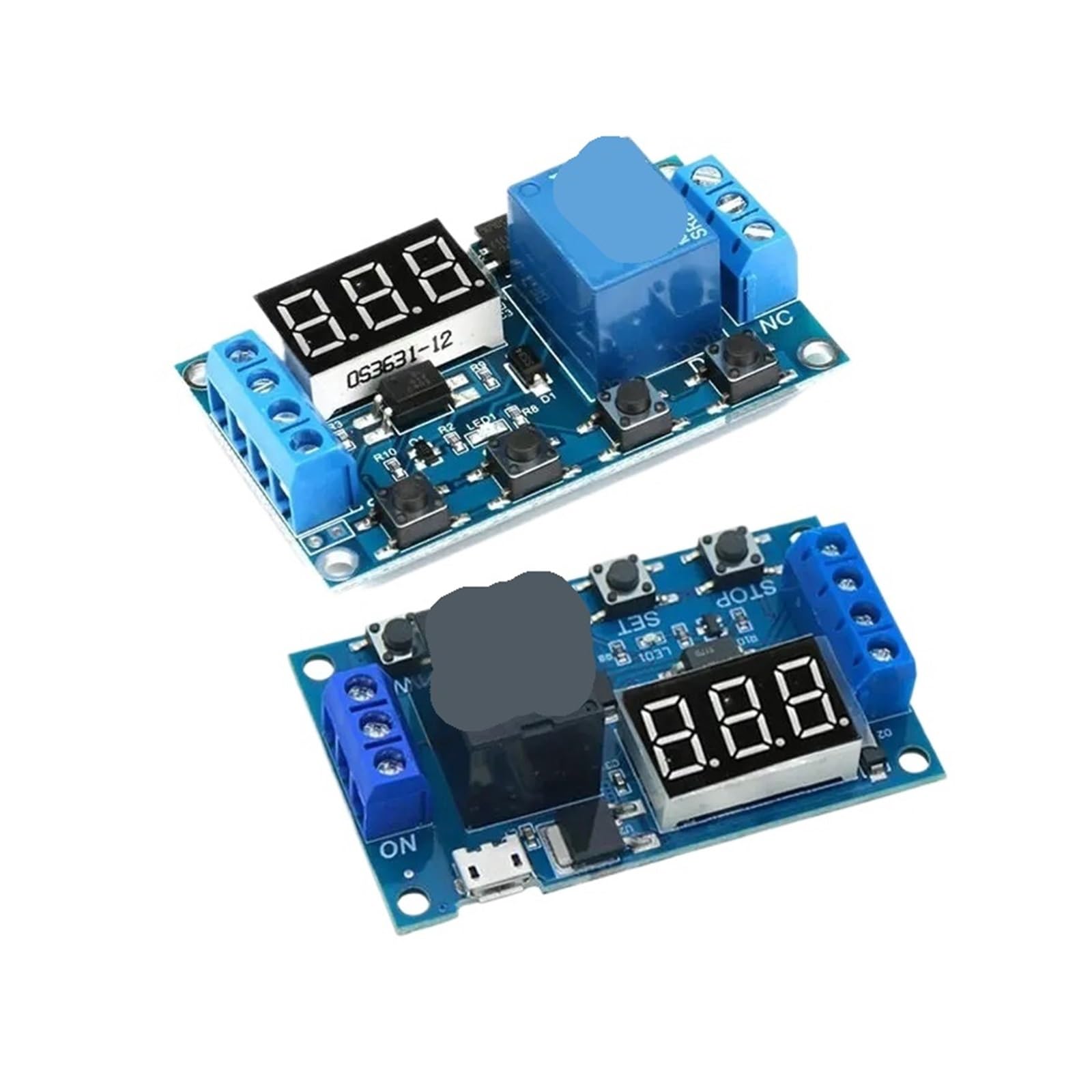 Alimentation CC 6-30 V, USB 5, affichage LED, minuterie de temporisation, interrupteur d'arrêt, relais temporisé 6, 9, 12, 24