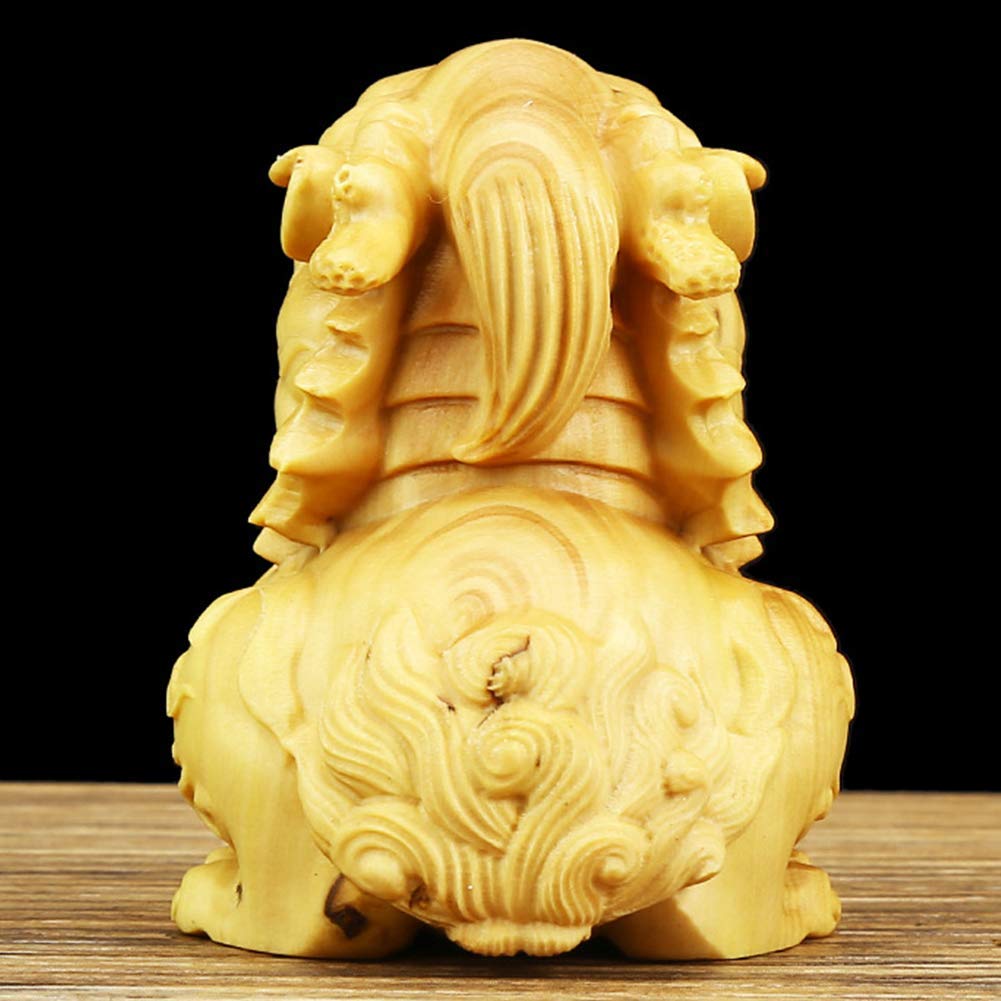 Ornamenti Feng Shui Statue Chi Lin/Kylin ricchezza prosperità, Figurine sculture Ornamenti Chi Lin/Qi Lin, Decorazione Domestica attrarre ricchezza e buona Fortuna,Legno