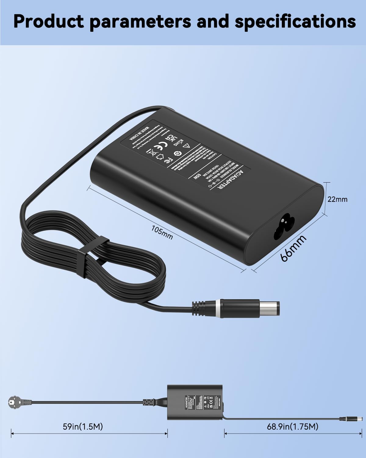Alimentatore 65W Caricatore Compatibile con Dell Latitude 7490 7480 7290 7280 5590 5580 5490 5480 5290 5500 5400 E7470 E7450 E7440 E7250 E7240 E6440 E6430 E5470 E5450 E5440 Caricabatterie