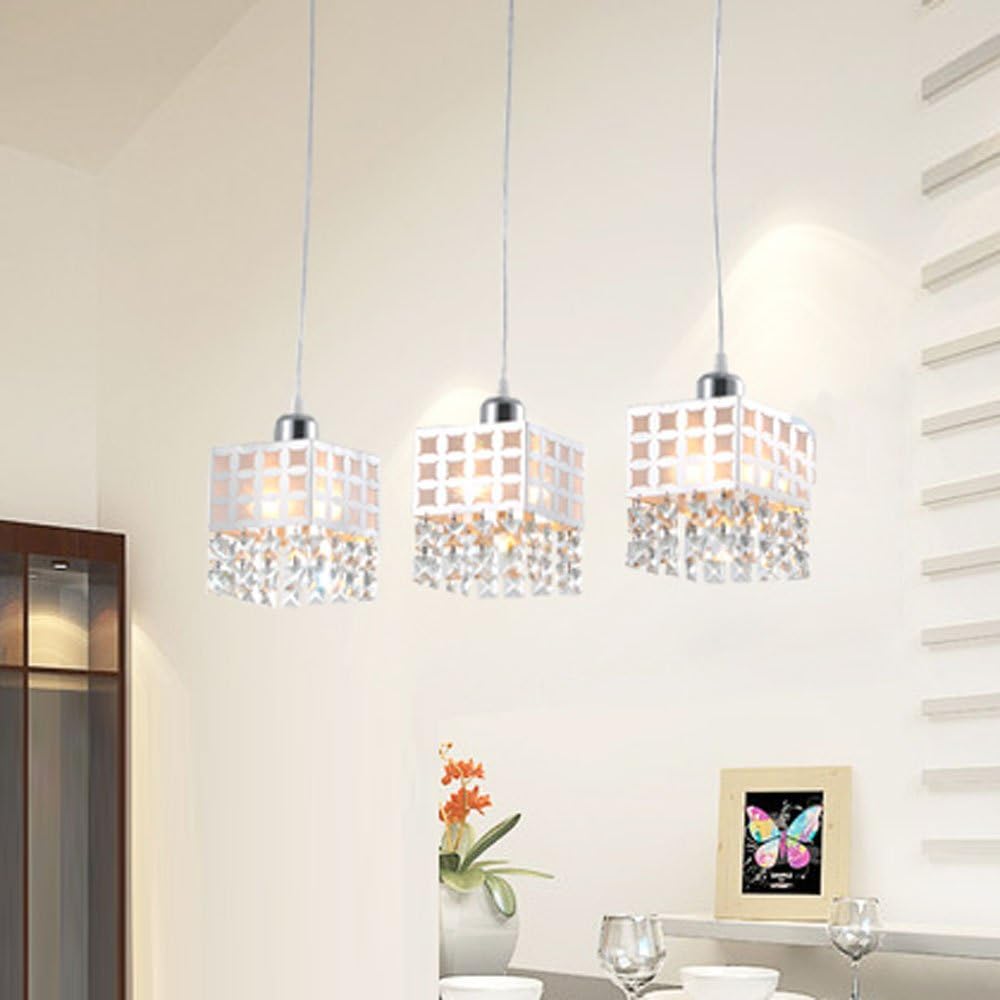 Exсluѕіvе Dіѕсоunt 90% Prісе DINGGU Modern Pendant Kitchen Island Lighting Chandelier 3 Lights with Square Crystal Drop