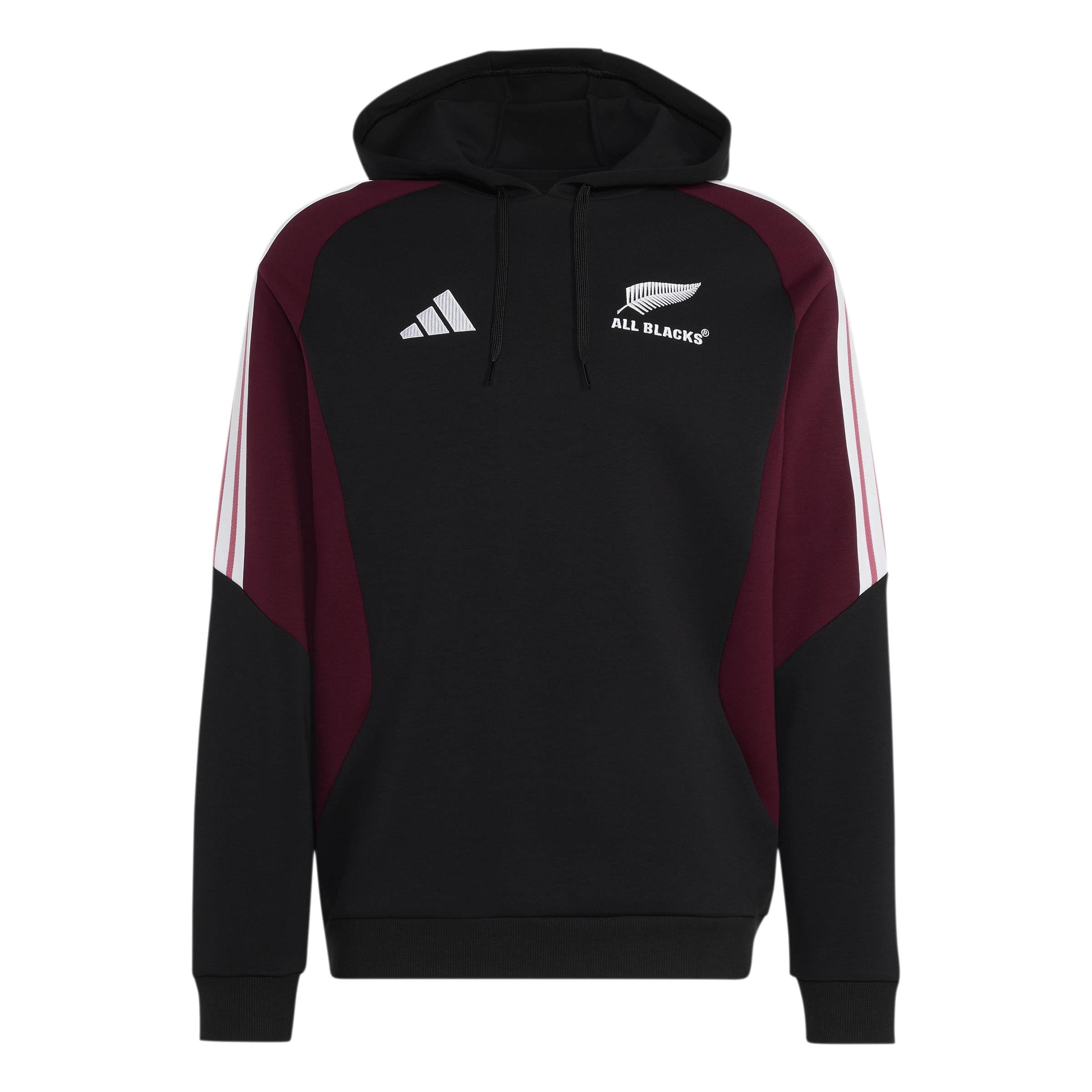adidas Men's All Blacks Hoody Sweatshirt, ALL BLACK/maroon, XXL