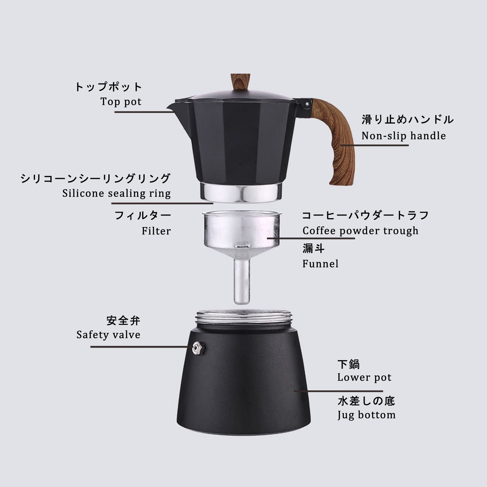 POTYYH Elektrischer Espressokocher 300ml - 480W Mokkakanne Für 1-6 Personen