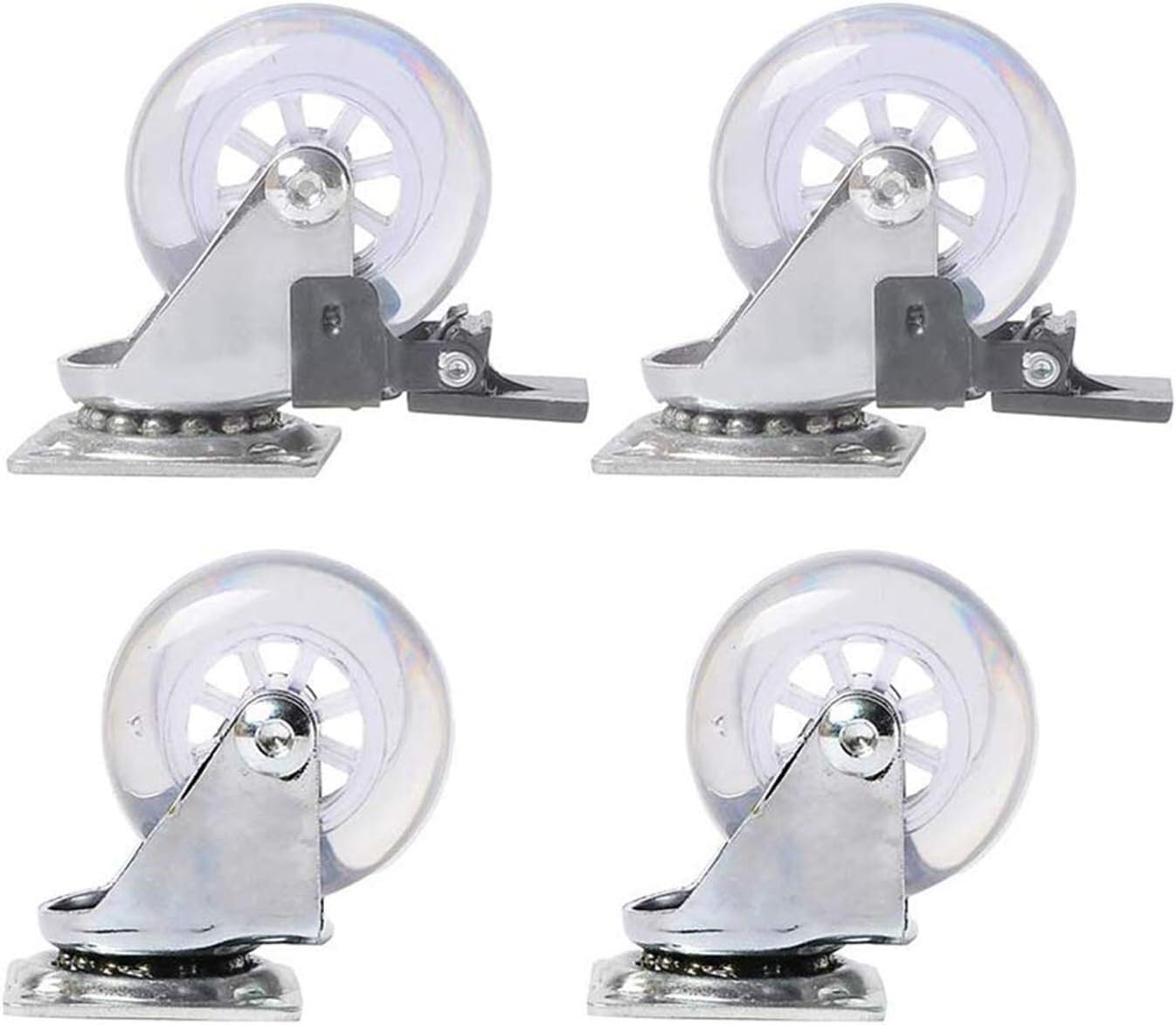 GYRAZXS Heavy Duty Rubber Swivel Casters Wheels 3In (2 with Brakes 2 Without Brakes) Set of 4