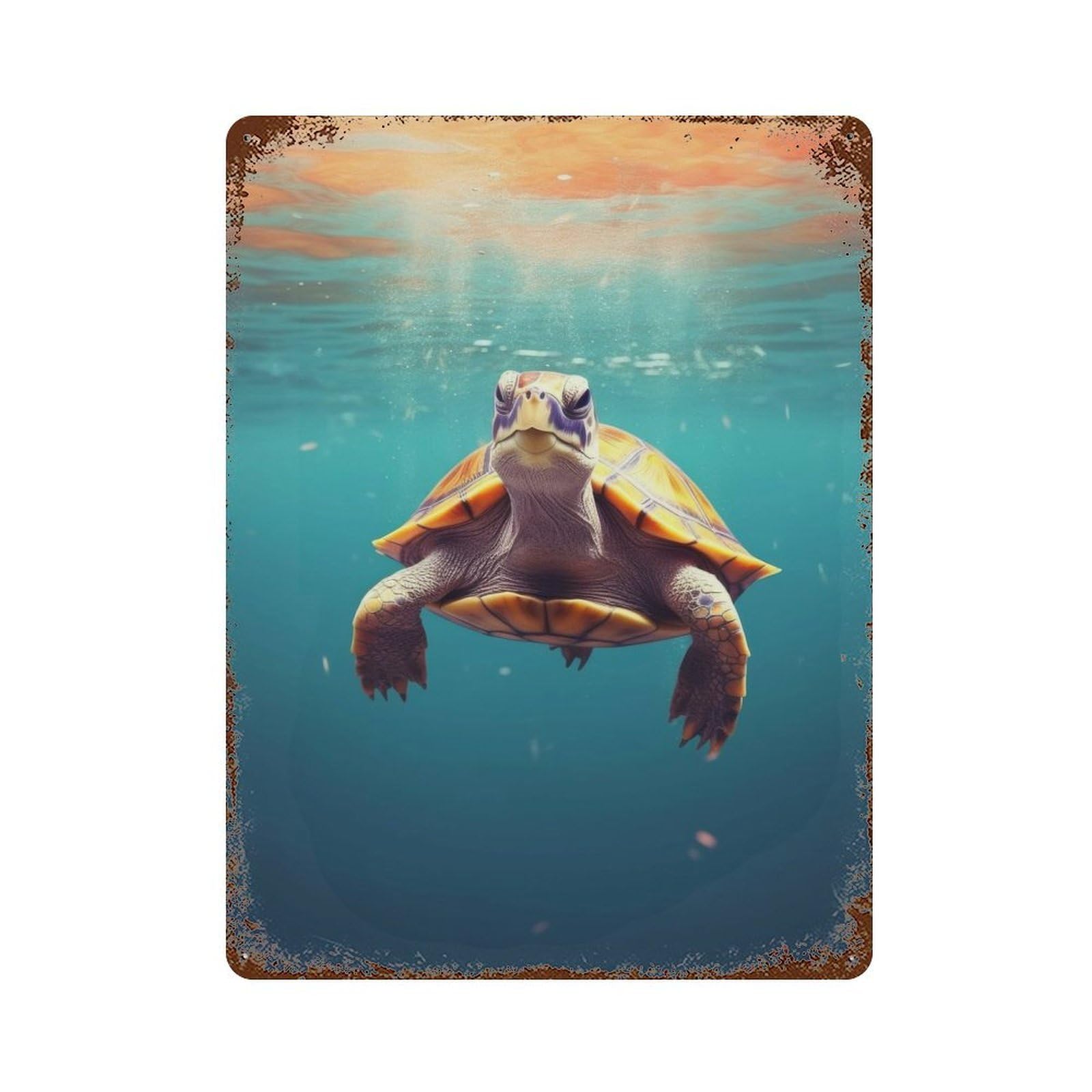 Turtle Animal Vintage Rust Metal Sign 15.7"x11.8", for Pub, Kitchen And Man Cave Decor, Rustic Home Decor