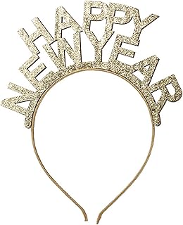Dzrige Happy New Year Headband New Years Eve Headwear Glitter New Year Party Headband Shinny Hair Accessories Christmas New Year Eve Party Decoration Photo Props Hair Hoop Ornaments