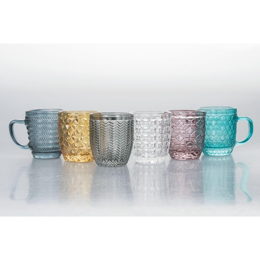 Set 6 tazzine caffè 90 ml in vetro colorato, Geometrie