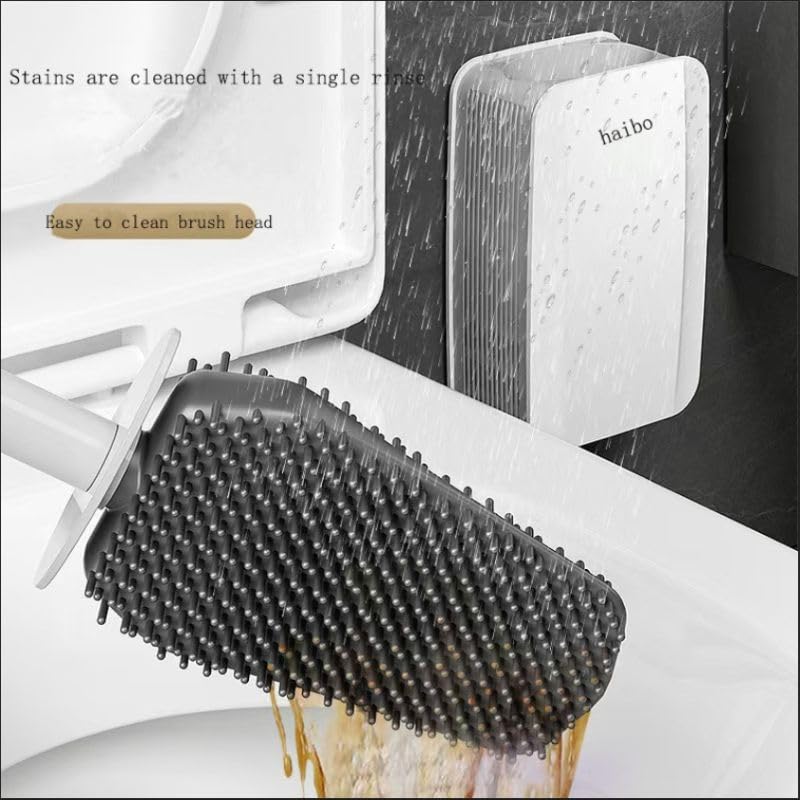 Image of Removable Toilet Brush Set, Soft and Medium Bristles for Cleaning Hygienic Corners, Comes with Suction Cup Seamless Hooks, Black