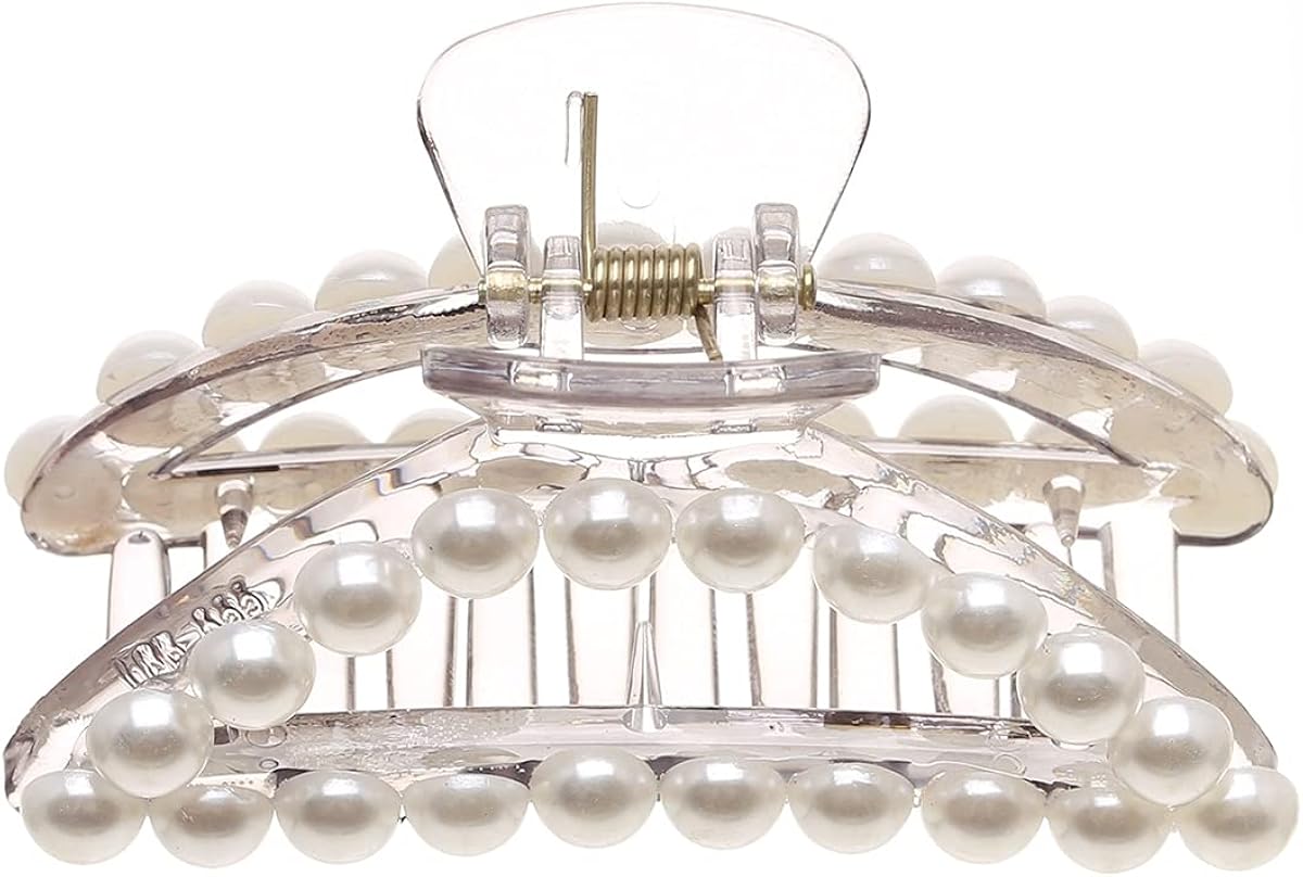 バンスクリップ ヘアアクセサリー 韓国 小さめ クリア くすみ パール オーバル ハーフアップ ヘアクリップ シンプル 大人