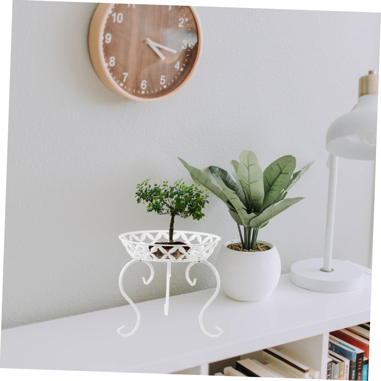 Mikikit Soporte de Hierro para Macetas Estilo Europeo, 1 Juego | Blanco, Uso en Cocina E Interior, Carga Alta, Decoración para Florero y Planta, Amantes de Flores