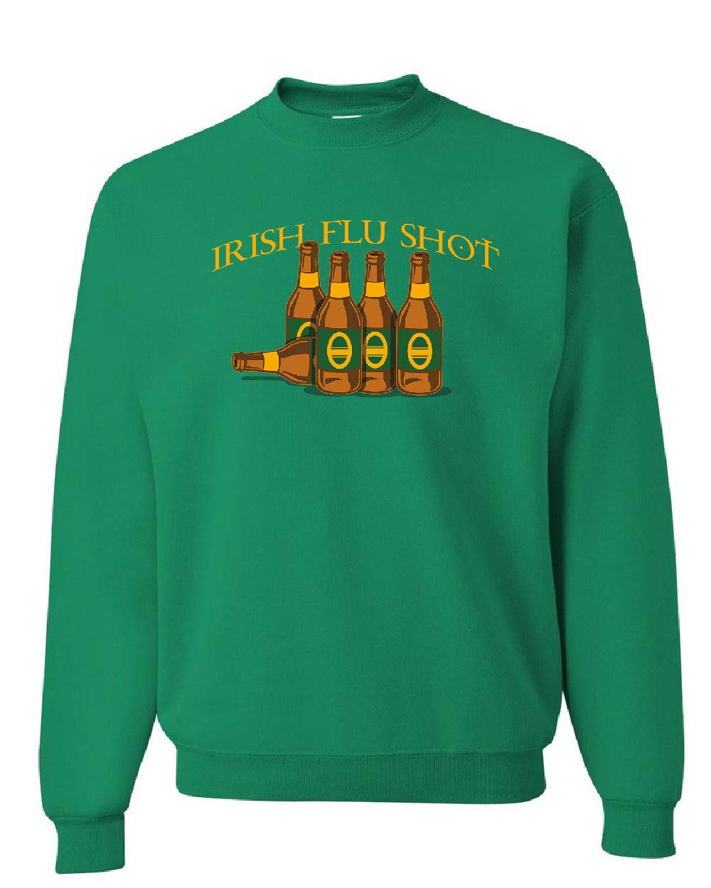 Tee Hunt Irish Flu Shot Funny Novelty Crewneck Sweatshirt St. Patricks Day Shamrock Paddy