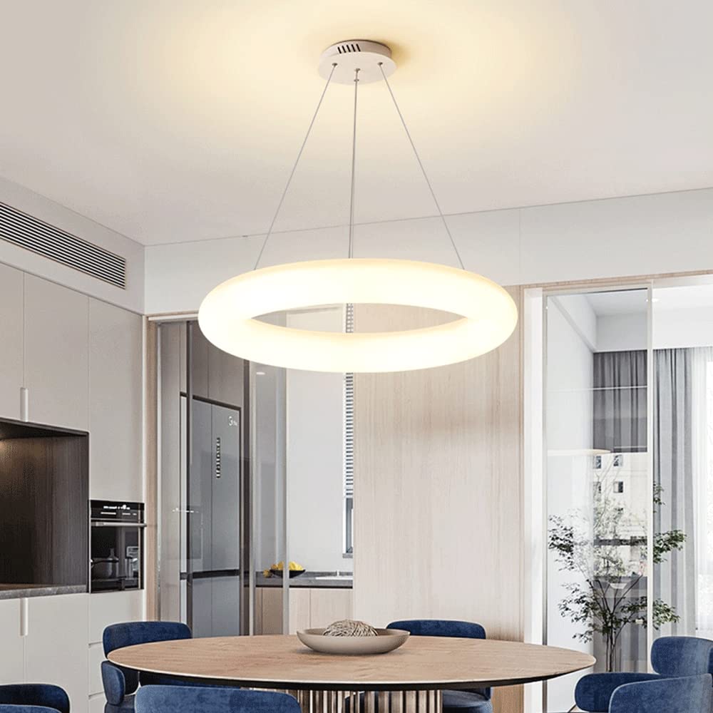 Nowoczesna lampa wisząca LED 18W z pierścieniem, kreatywne okrągłe akrylowe lampy wiszące, biała lampa wisząca do pokoju dziecięcego, prosta restauracja oświetlenie dekoracyjne żyrandol