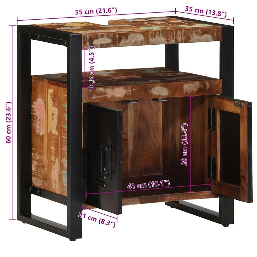 vidaXL Szafka pod umywalkę łazienkową 55x35x60cm lite drewno odzyskane, szafka pod umywalkę łazienkową, toaletka łazienkowa ..., meble łazienkowe